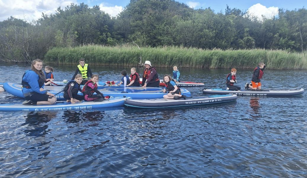 Beaver scouts on a paddleboard session